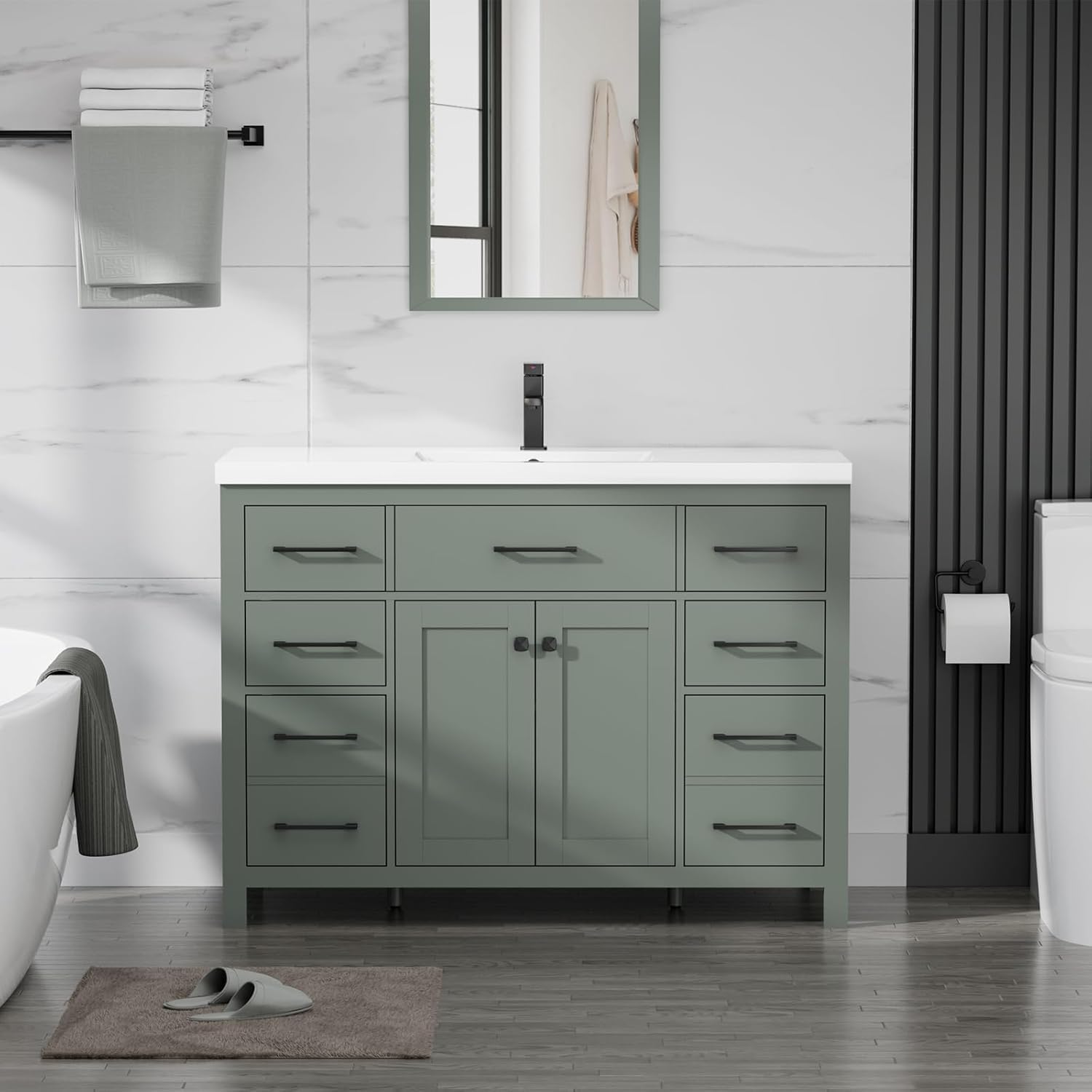 LUCKWIND 48 Inch Green Modern Bathroom Vanity