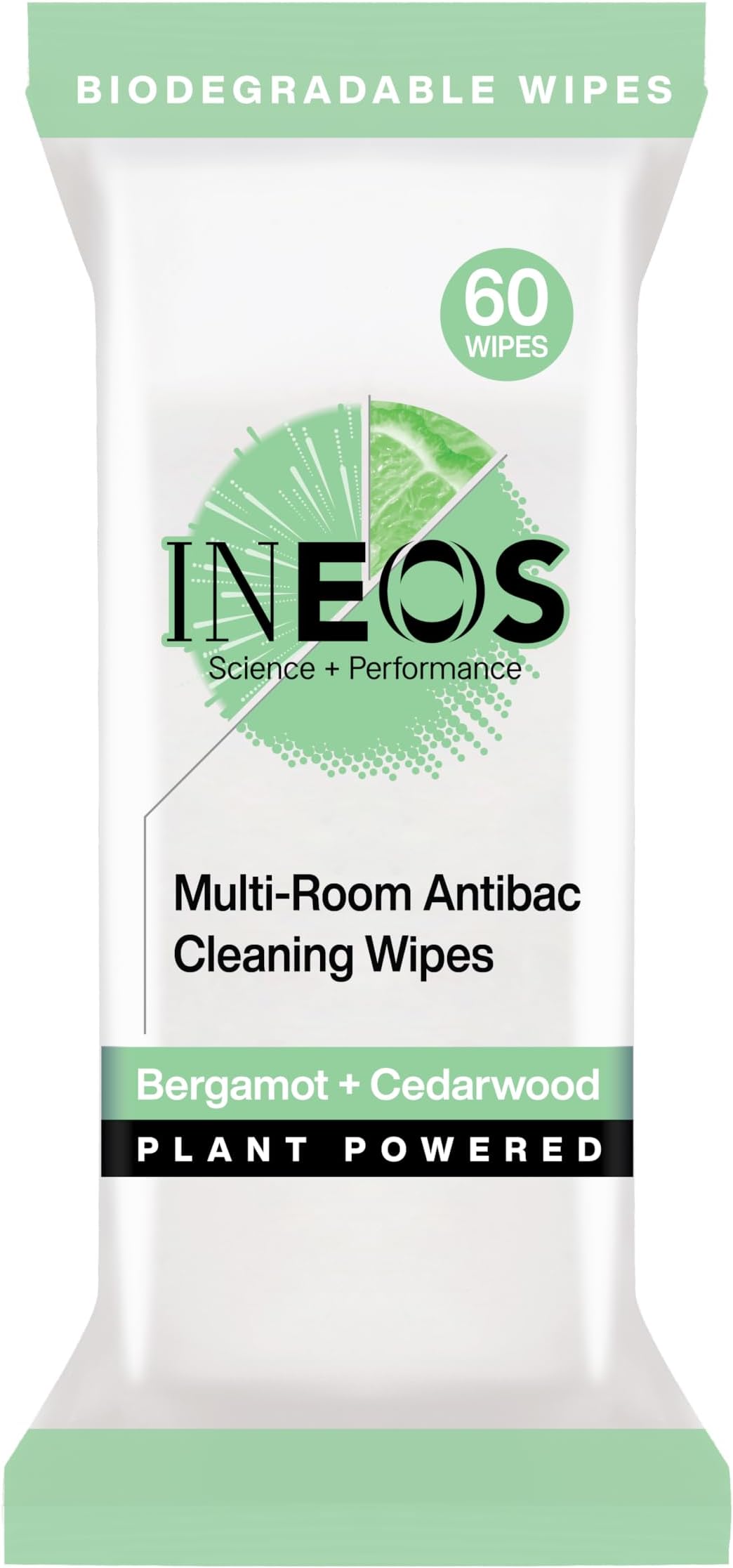 Hygienics Next-Gen Antibac Multi-Room Disinfectant Biodegradable 60 Wipes, Bergamot + Cedarwood, Kills 99.9% of Bacteria + Viruses, Plant Powered, Packaging May Vary