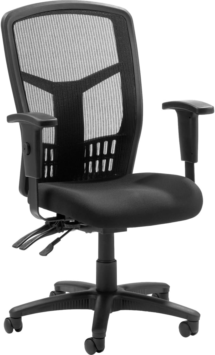 Multifunction Adjustable Arm Seat High-Back Mesh Chair Black