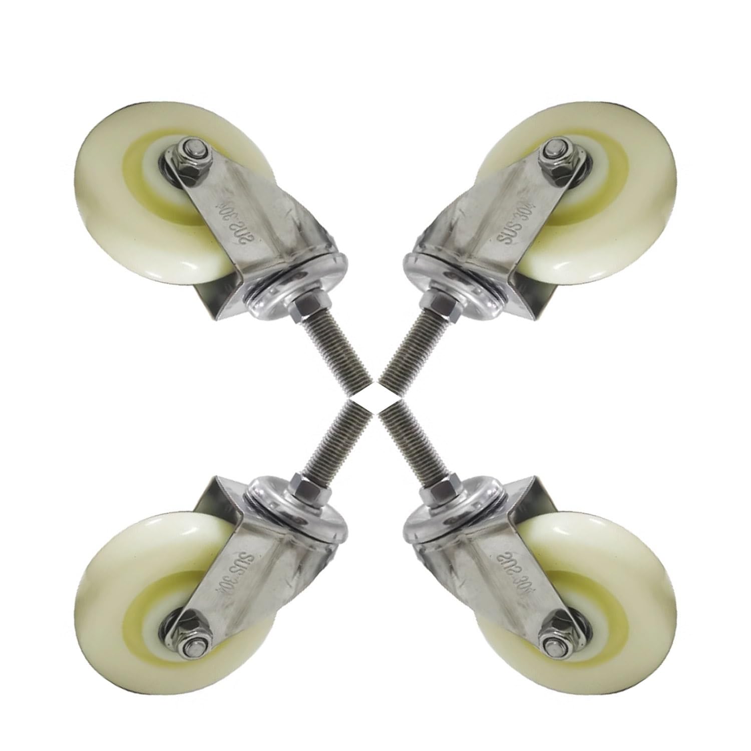 MXXQRHF HeavyDuty 3Inch Swivel Locking Caster Wheels Set of 4 M16 Stem No Noise Nylon Tires Perfect Replacement for Fur Carts & Equipment