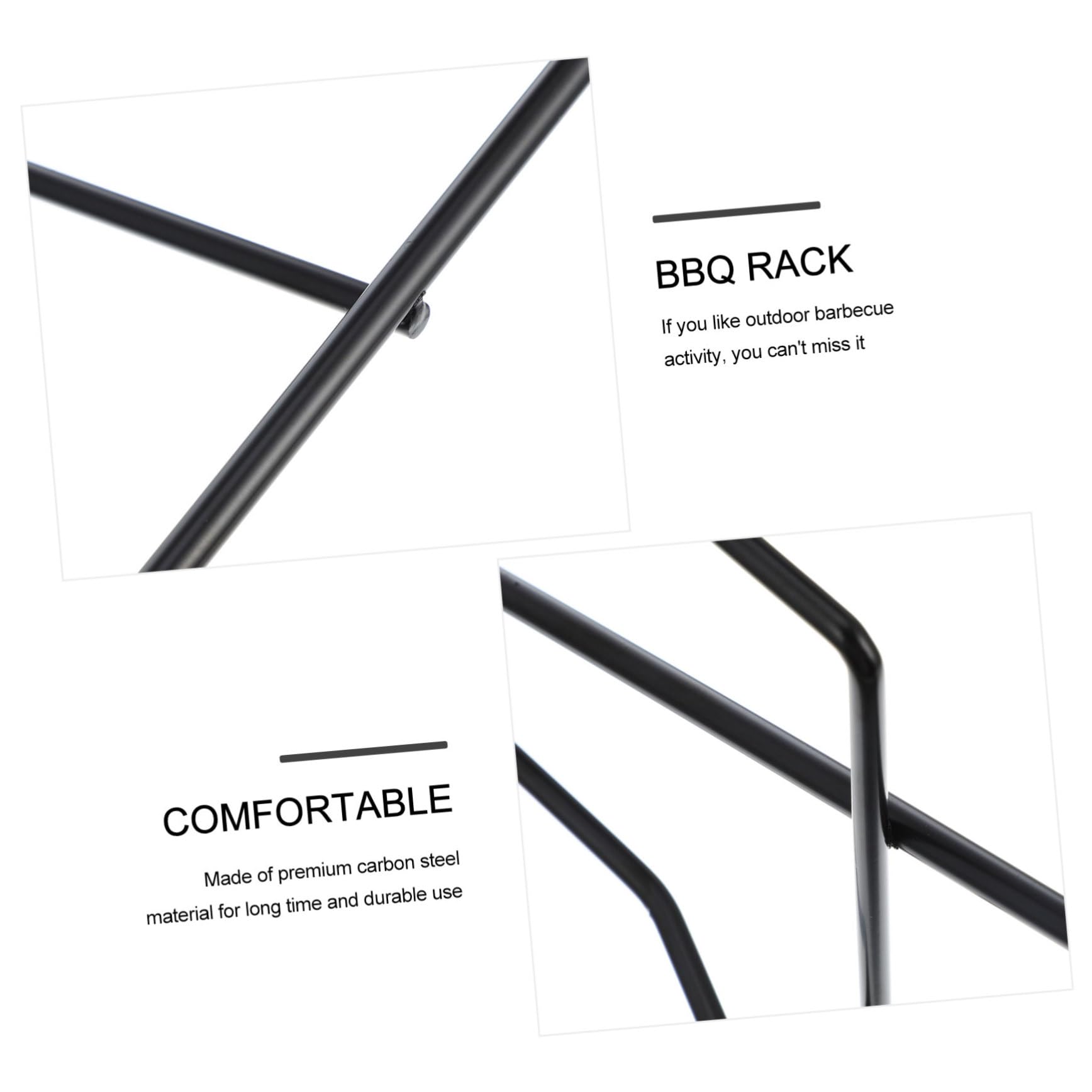 BESTonZON Supporto Grigliare Carne e Pollo Facilità Nero Leggero e Portatile per Barbecue in Acciaio al Carbonio per attività Barbecue All'aperto