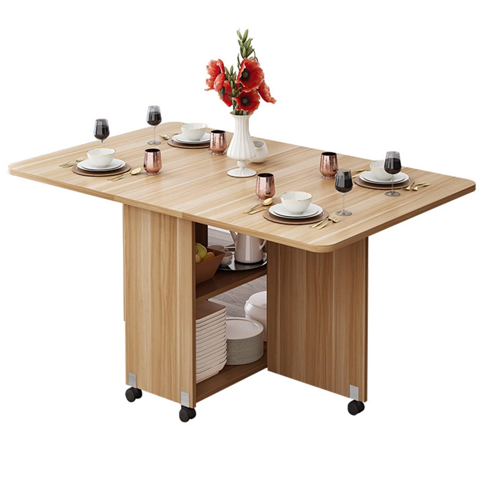 Tavolo da Cucina Allungabile, Tavolo da Pranzo Pieghevole con 6 Ruote, per Tavolo da Pranzo per Piccoli Spazi per Cucina, Soggiorno-120CM