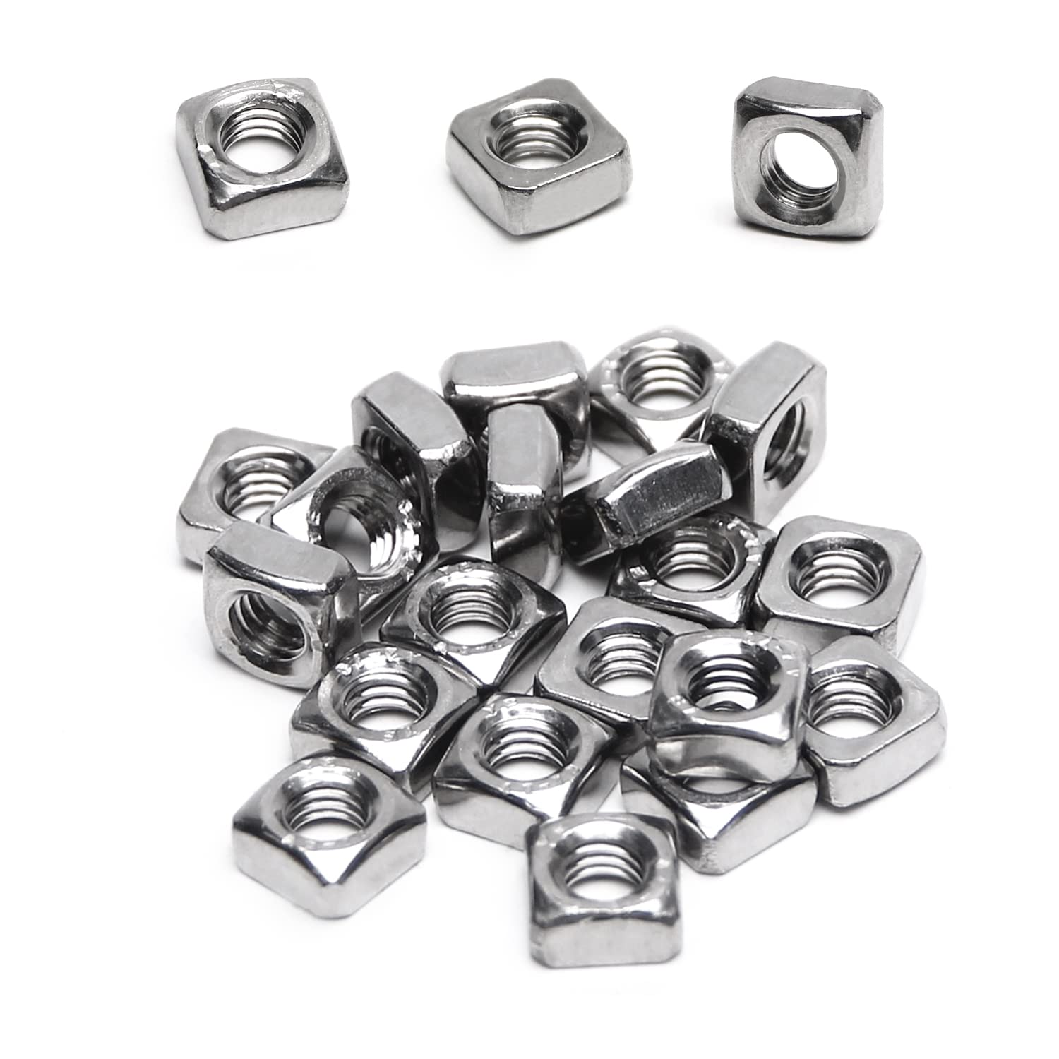 30pcs M8-1.25 Square Nuts, M8 Stainless Steel Square Nut, M8 x 1.25mm 304 SS Nuts, Metric Coarse Thread, No-Spin Square Shape for Wooden Pergolas, Trailer Gates and Home Gym Racks