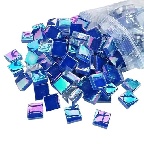 Tesselles Mosaique 100 pièces (100g/3.52oz) carreaux de mosaïque en verre émaillé brillant 4mm/0,16 pouces d'épaisseur 1cm/0,39 pouces, carreaux artisanaux carrés, matériaux de fabrication de mosaïque