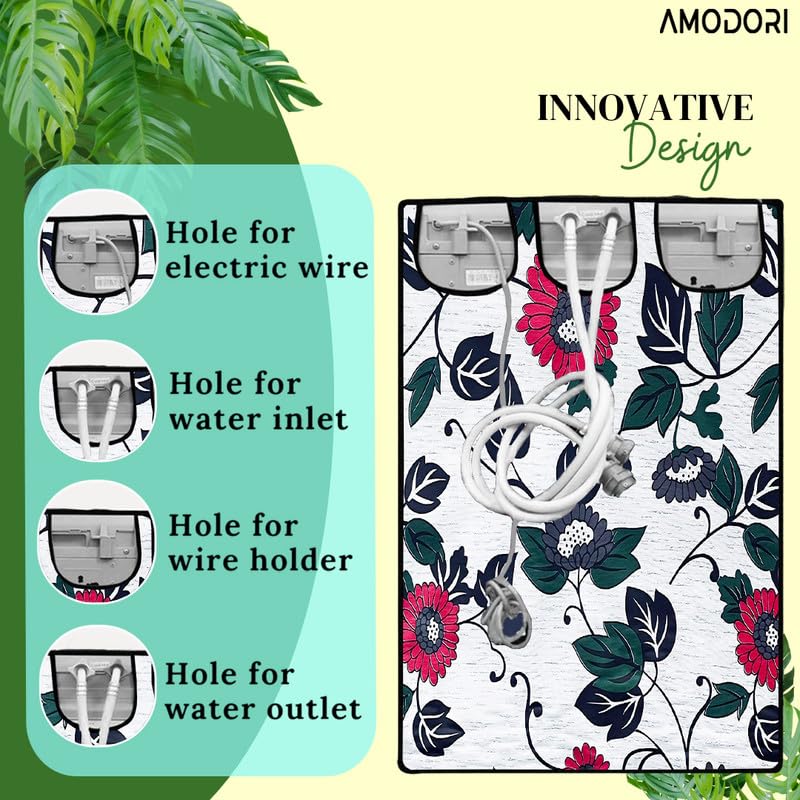 Image of Top-load washing machine cover LG Suitable For LG 8kg ,8.5kg ,9kg ,10kg ,10.5kg ,11 KG) floral White Multi Print