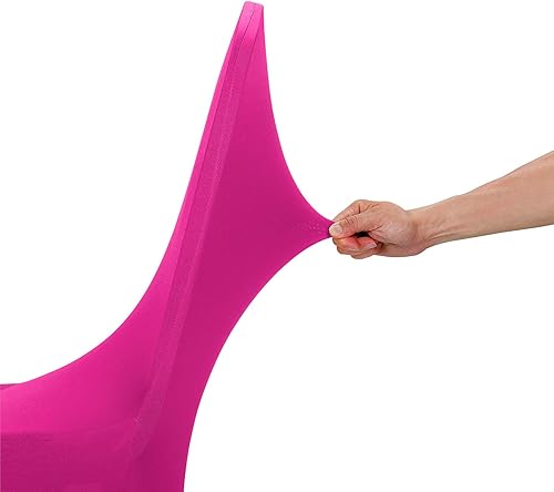 Miniatura 6 de Peomeise Funda elástica de elastano para silla de boda, fiesta, comedor, banquete, evento con respaldo abierto (fucsia, 12 unidades)