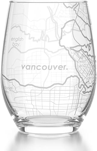 Miniatura 4 de Well Told Copa de vino grabada con mapa de Canadá de Vancouver, sin tallo, copa de vino grabada con mapa de la ciudad, regalo para los amantes del