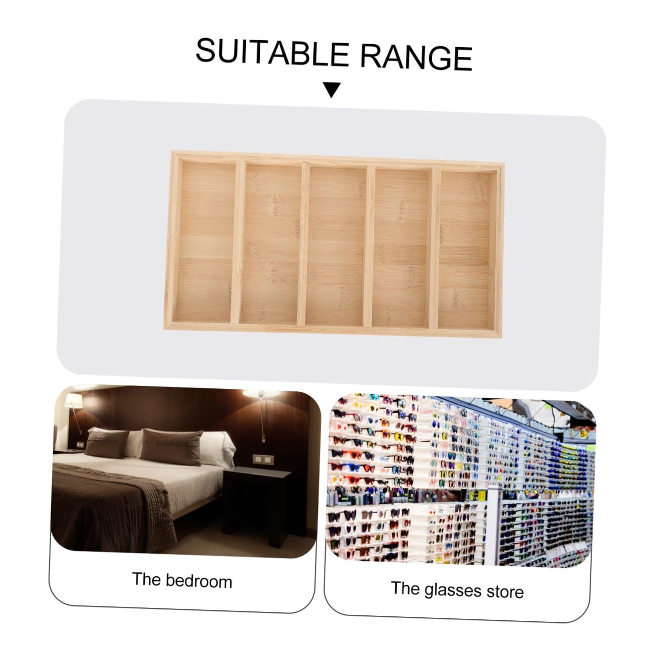 Vassoio Porta Occhiali in Legno Multiscomparto Custodia per Occhiali da Sole e Vista Resistente Supporto Stabile per Casa e Negozi Set da 5 Pezzi