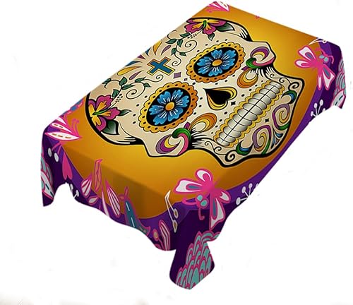 WONDERTIFY Dia De Los Muertos - Mantel de microfibra resistente al agua, diseño de calavera mexicana, 52 x 70 pulgadas