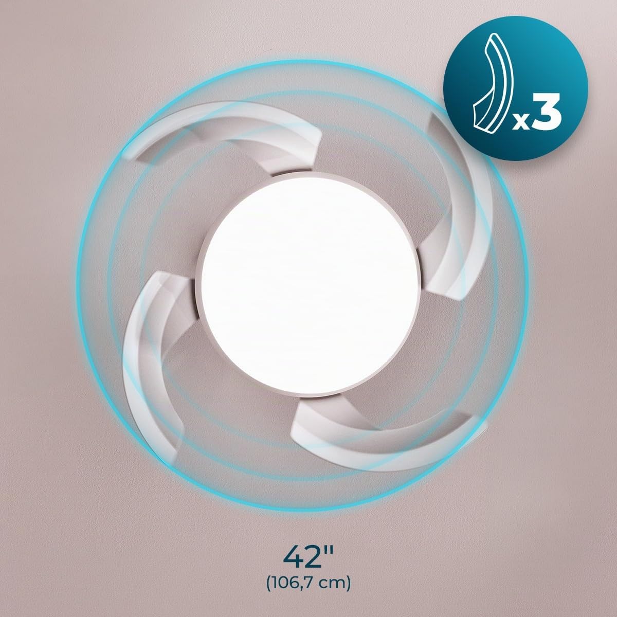 Cecotec Ventilatore da Soffitto con Luce Pale Retrattili EnergySilence Aero 4500 Puzzle Invisible Silver.30W, Motore DC, Diametro 42", LED, Telecomando, Timer, Funzione Estate/Inverno, Fresco Uniforme