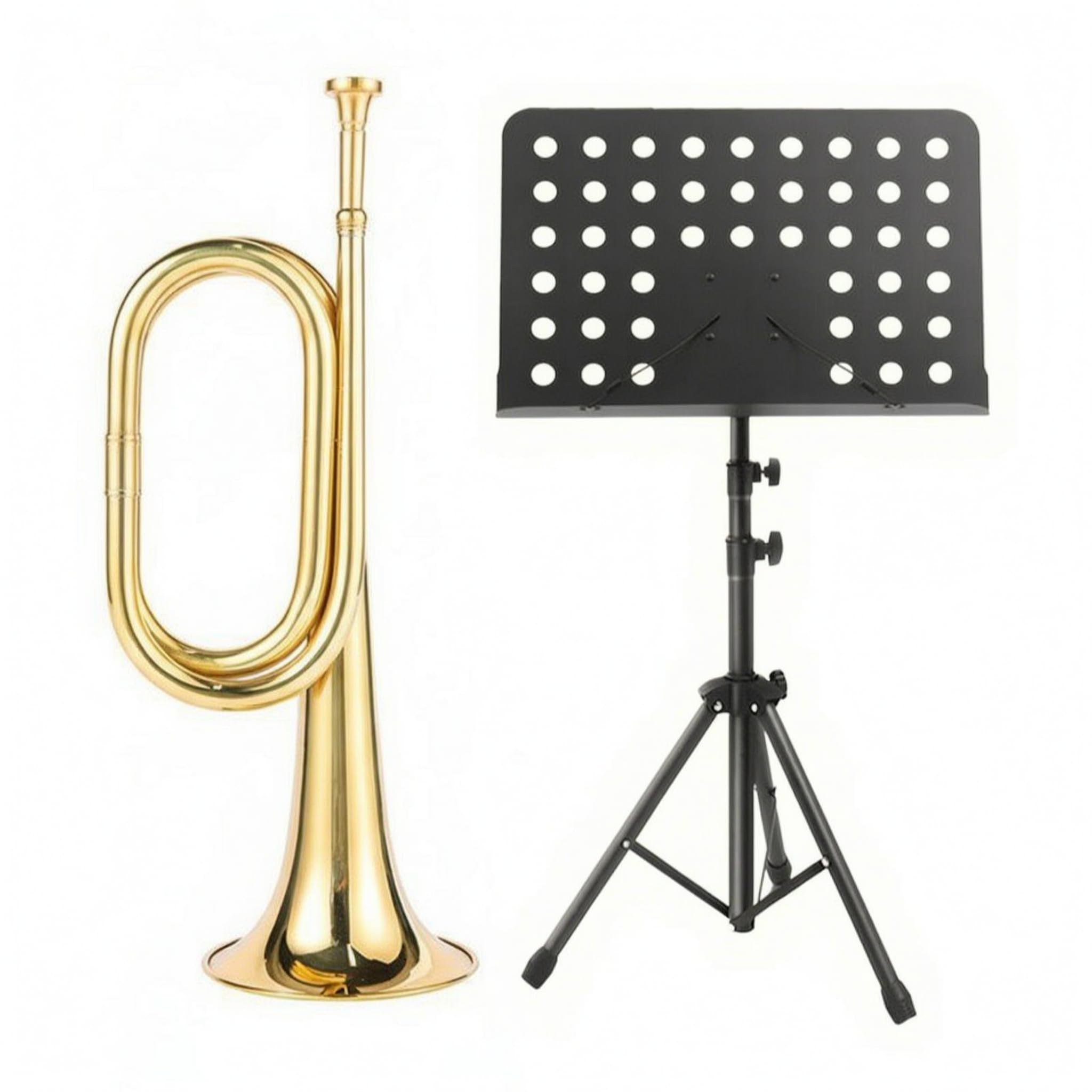 Soporte Plegable Portátil para de Latón Pulido, Trípode Perforado, Bolsa para Instrumentos, Ideal para Principiantes Y Estudiantes.