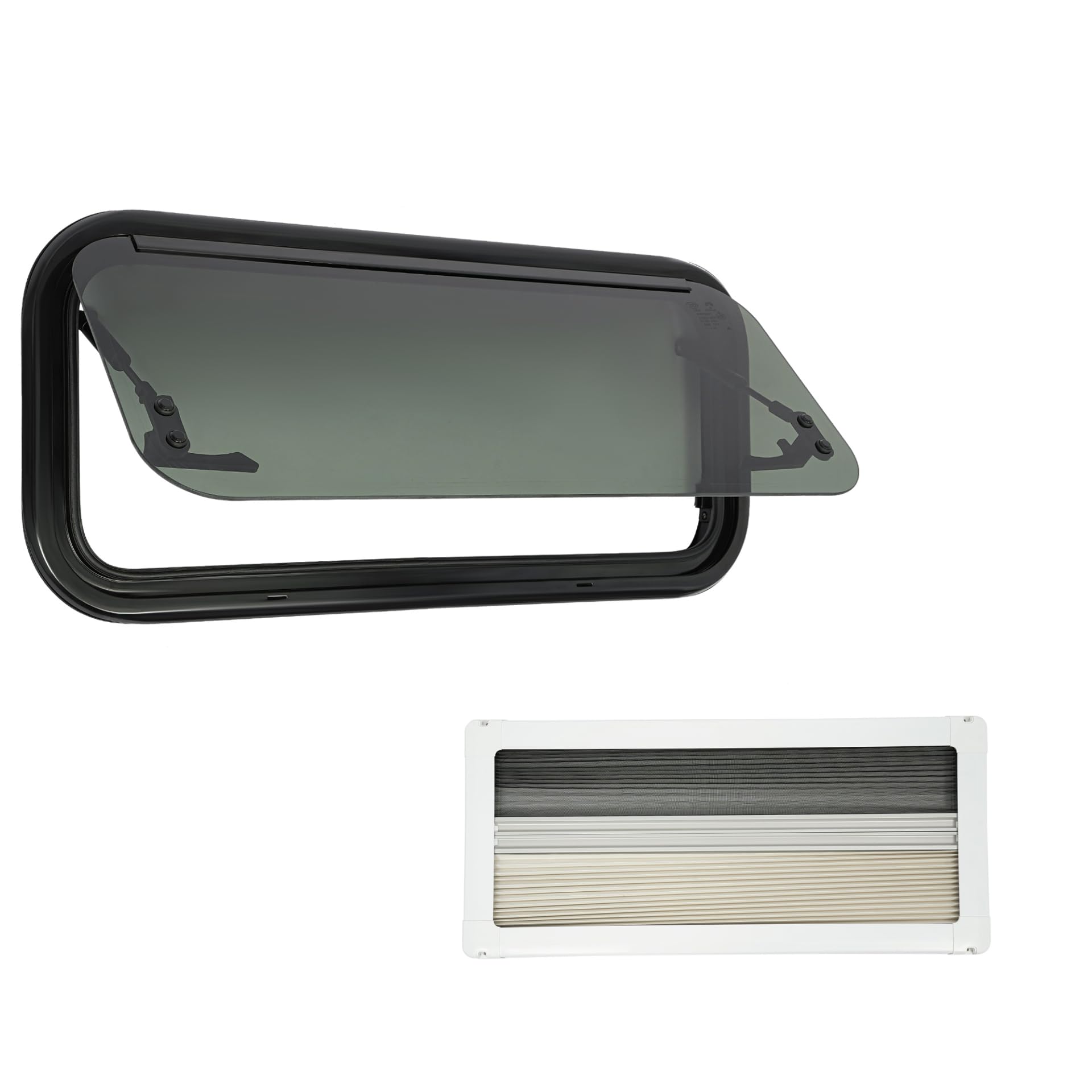 Ausstellfenster Aluminiumlegierung Wohnmobil Fenster 85° Öffnungswinkel Wohnwagen Fenster Fliegengitter Wohnmobilfenster Sonnenschutzrollo Caravan Seitenfenster (700x300mm)