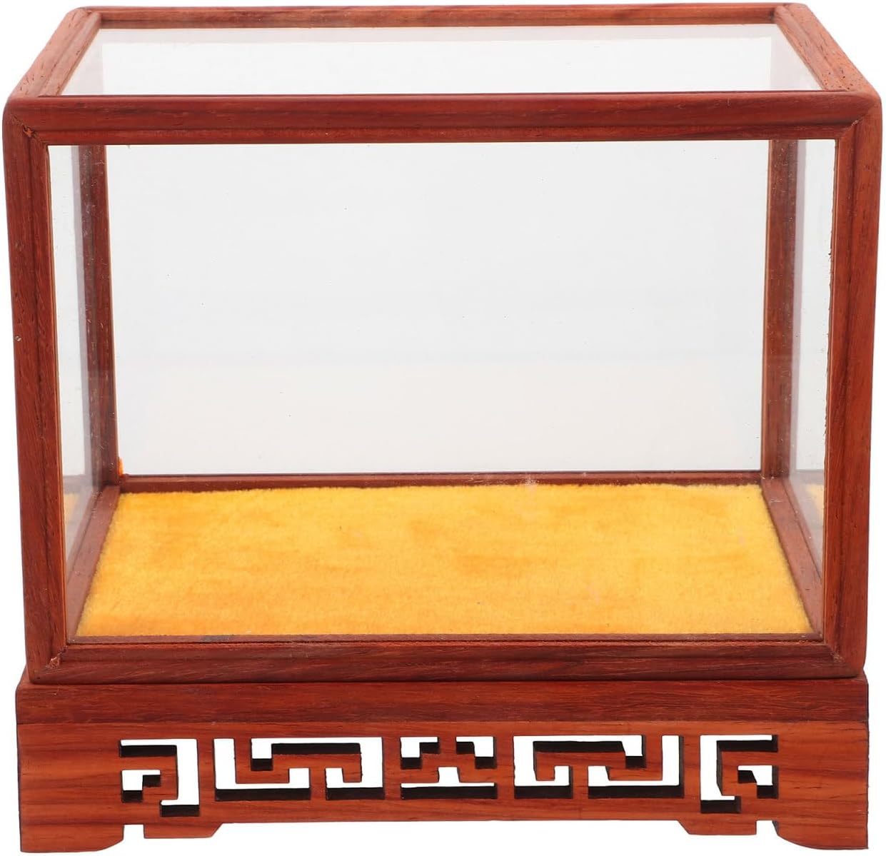 Zerodeko Transparent Display Box Clear Glass Dome Cloche with Rustic Wooden Base and Antique Display Shelf Wooden Display Cabinet Vase Base Glass Dome with Crafts -