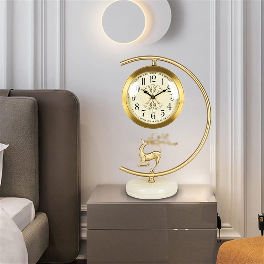 FMURY Nordic Desk Clock Desktop Brass Ornaments Living Room Home Desk Clock Clock Decoration Pendulum Clock(D)