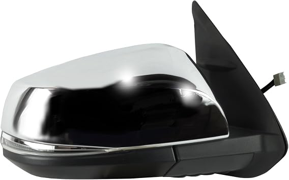Passenger Side Mirror for Toyota Tacoma, Textured Black w/Chrome Cover, w/Turn Signal, Blind spot Detection System, Foldaway, w/o Puddle lamp, w/o spot Mirror, Heated Power