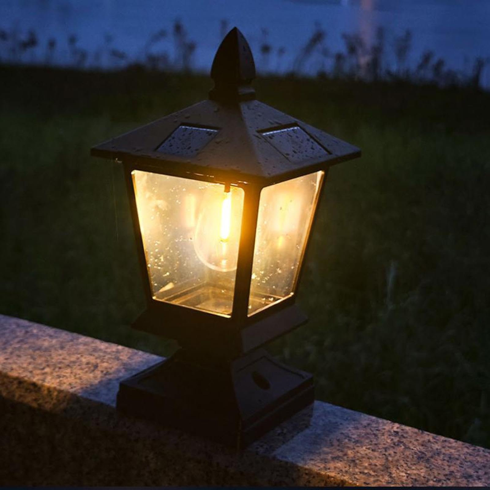 Juego de luces solares para poste, de paisaje impermeable inteligente, kit de lámpara decorativa para exteriores, valla de jardín, soporte de uso de patio, de césped, porche, patio
