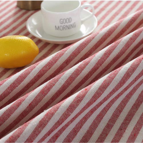 Nappe pompon rayé en coton et lin de qualité supérieure 150cm - 5