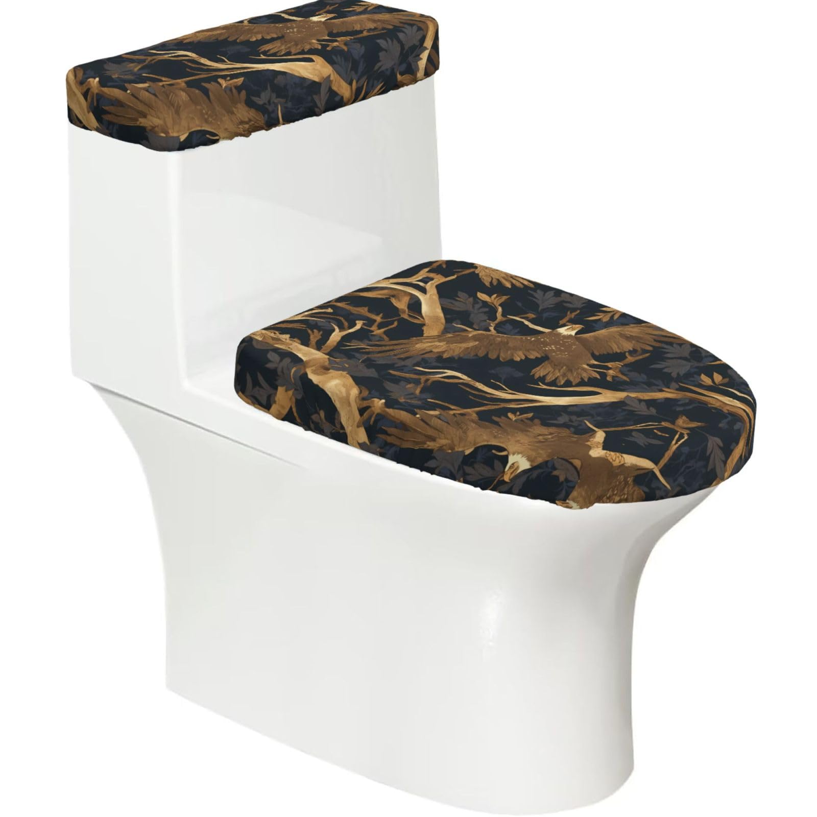 Mrowyc Black Branch Bird Printed Toilet Seat Set - Set Of 2 - Universal Toilet Seat Cover - Housewarming Birthday Christmas Gift