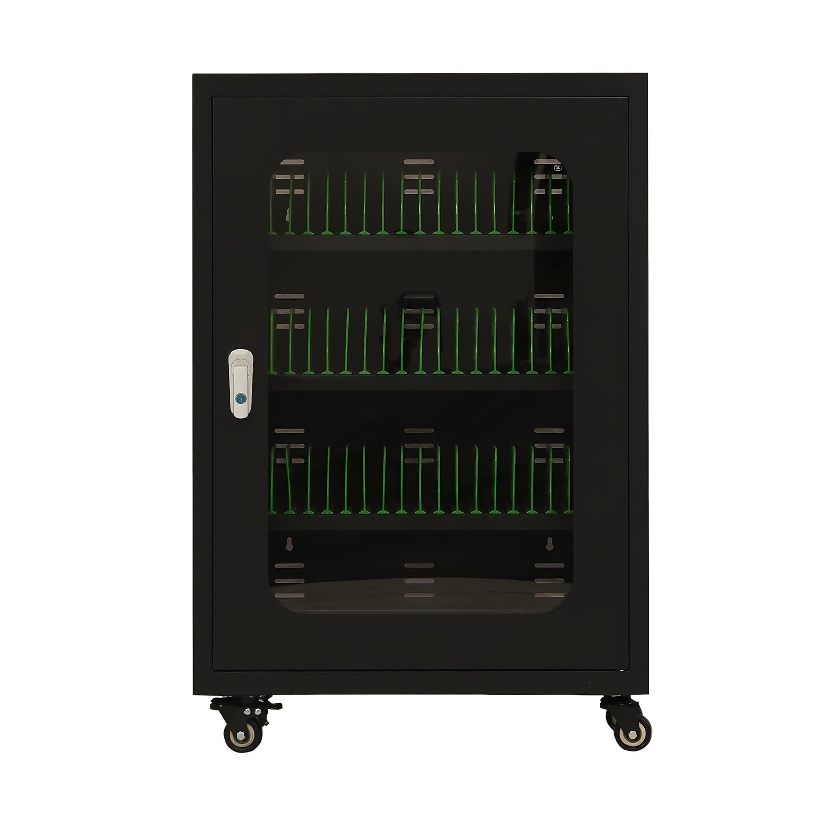Armadio di archiviazione per dispositivi mobili sicuro per la ricarica del telefono 60 slot con molteplici funzioni di sicurezza Soluzione di archiviazione elettronica per ufficio nero