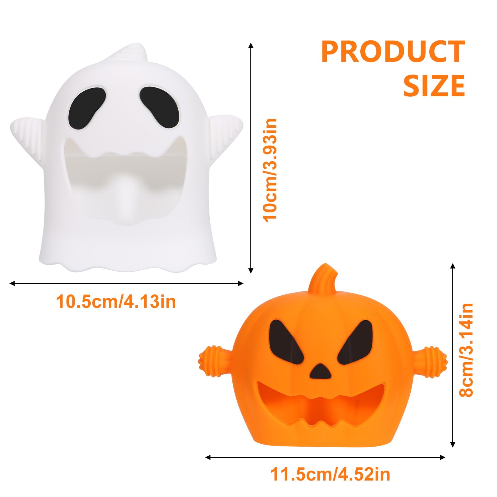 Halloween Baby Teething Mitten Toys 2Pack, Silicone Pumpkin & Ghost Teethers for Newborns, Infants & Toddlers, Easy-Grip Hand Teething Gloves for Relief, Perfect Baby’s First Halloween Basket Stuffers