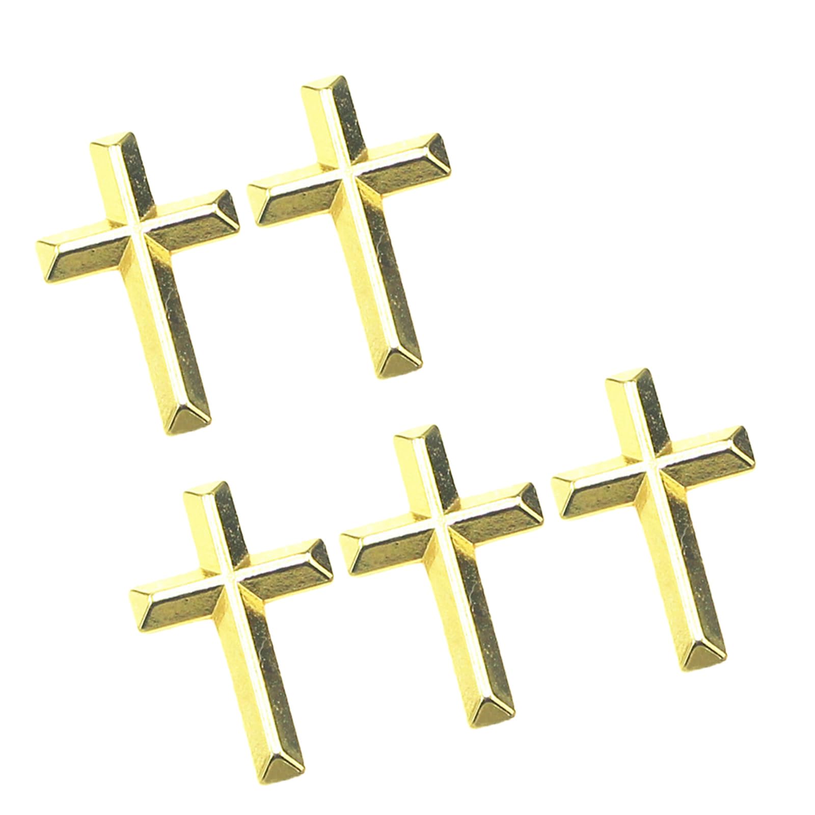 Yazhuq 5pcs Elegant Gold Crucifix Brooch Handmade Unisex Alloy Badge Corsage Pin for Event and Fashionable Outfits