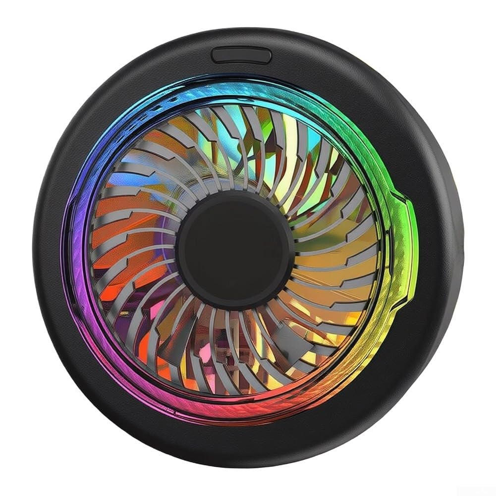 Ventilador de refrigeración para teléfono, enfriador móvil magnético con RGB para iluminación, disipador de calor ligero, diseño portátil para transmisión de juegos, uso pesado del teléfono (negro)