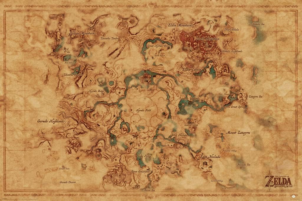Pyramid America Legend of Zelda Breath of The Wild Hyrule World Map Video Game Gaming Cool Wall Decor Art Print Poster 18x12