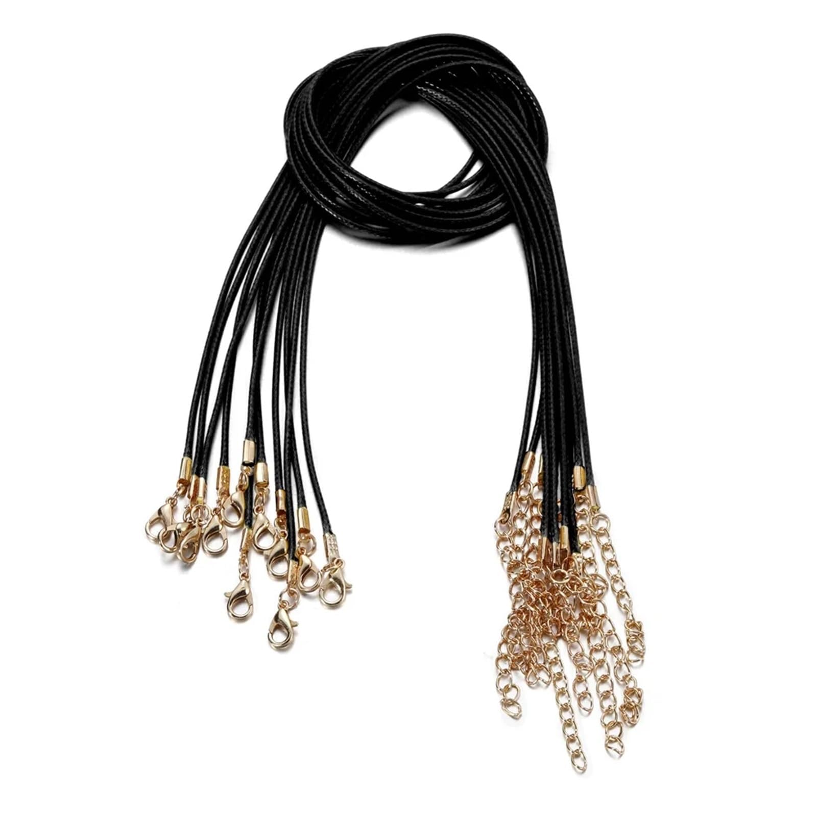 Sznurek do naszyjnika 100 szt. Kolorowy sznurek ze sztucznej skóry Regulowany pleciony sznur Bransoletka DIY tworzenia biżuterii(Black,50cm x 1.5mm)