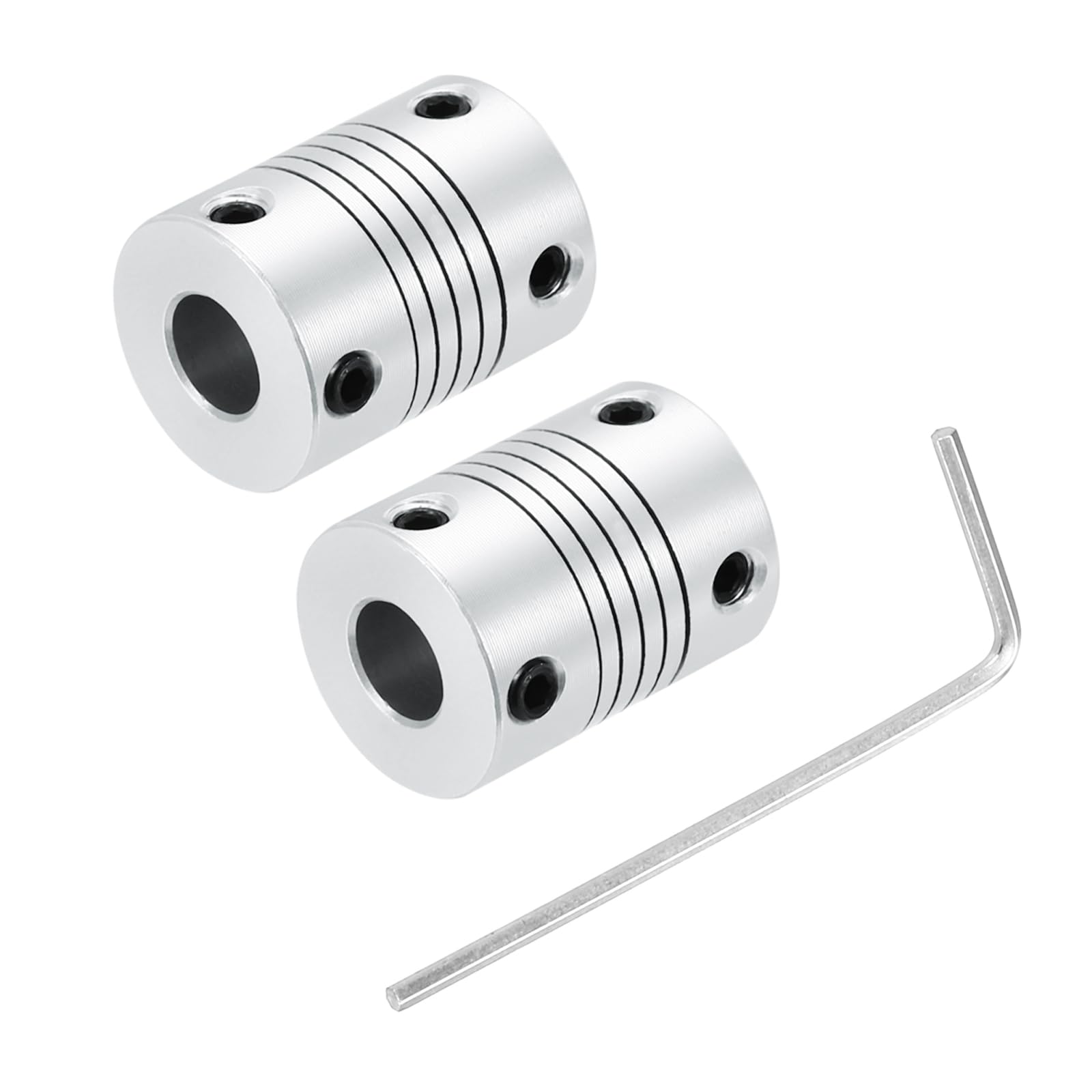 QUARKZMAN 2 sztuki 6,35 mm do 8 mm sprzęgło wału ze stopu aluminium L25xD19 elastyczne złącze belkowe do drukarki 3D CNC DIY enkoder i wałów silnika, srebrne