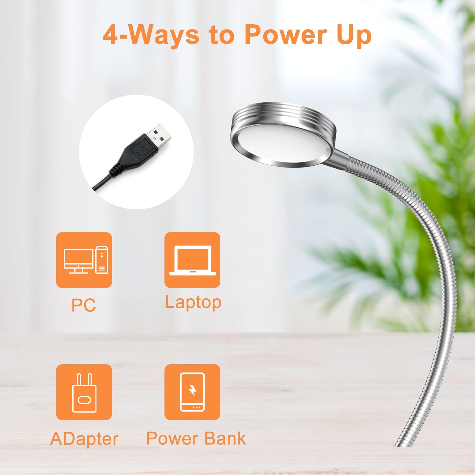 LEPOWER Lampara nocturna con clip, color cambiable, para escritorio, cabecero de cama y ordenador, plateado