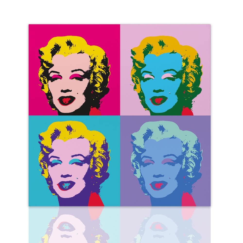 Declea Quadro Marilyn Monroe stile Andy Warhol design tela Pop Art Telaio in Legno - arredo casa canvas interior dipinto su tela pronto da appendere