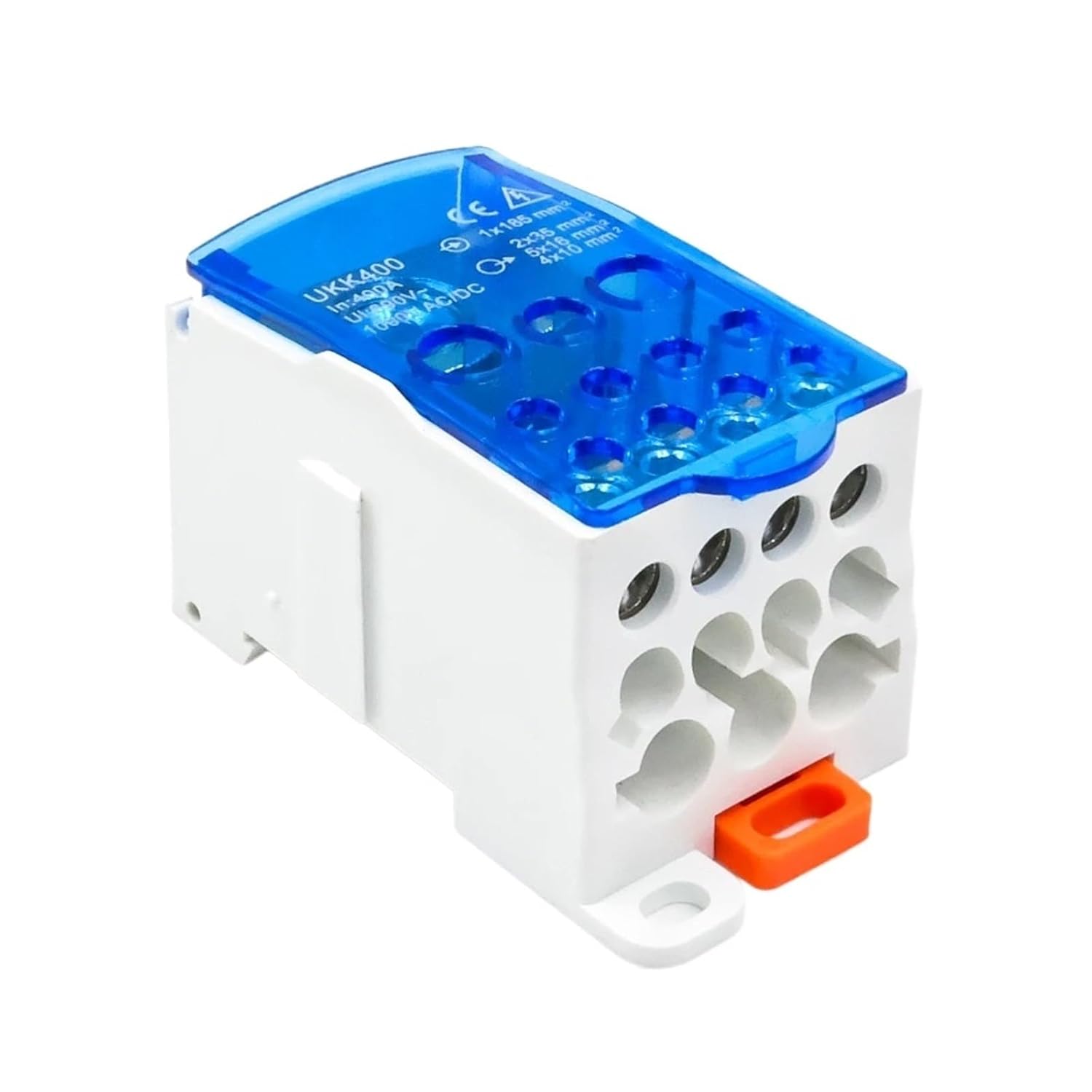1Pcs UKK-400A DIN Rail Power Distribution Block 400A 1000V High Current for 16-50mm² Cable & Electrical Panel Wiring