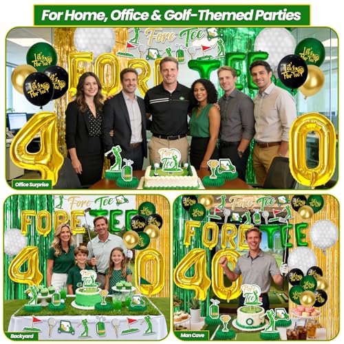 Image of Golf 40th Birthday Decorations for Men, 40 Year Old Happy Bday Party Decoration Forty Golf Decor Balloons Banner Cake Topper