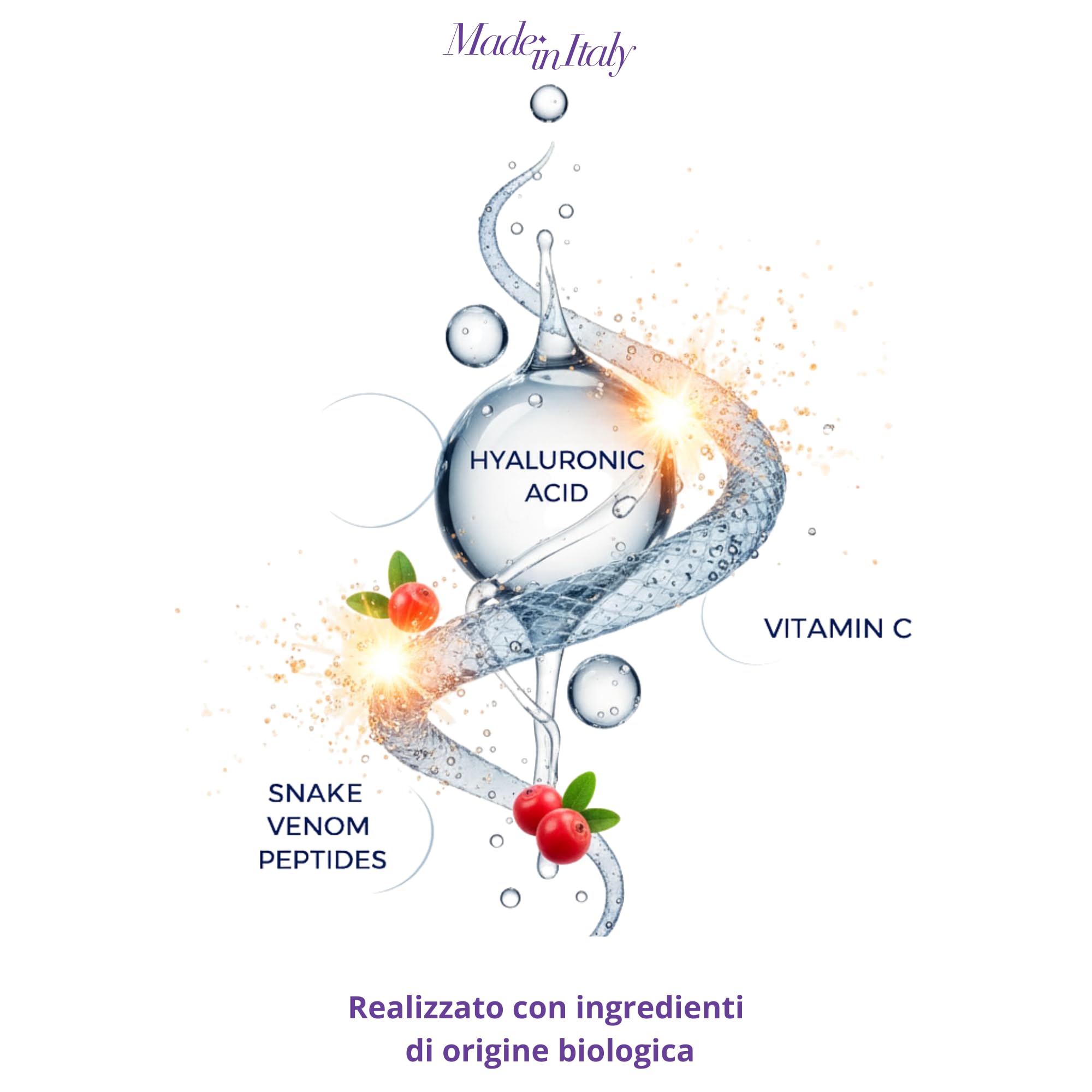 Siero Viso Antirughe Veleno di Vipera 30ml NaturaPuras | Acido Ialuronico Triplo, Vitamina C, Effetto Botox Lifting Istantaneo, Peptidi Biomimetici, Made in Italy