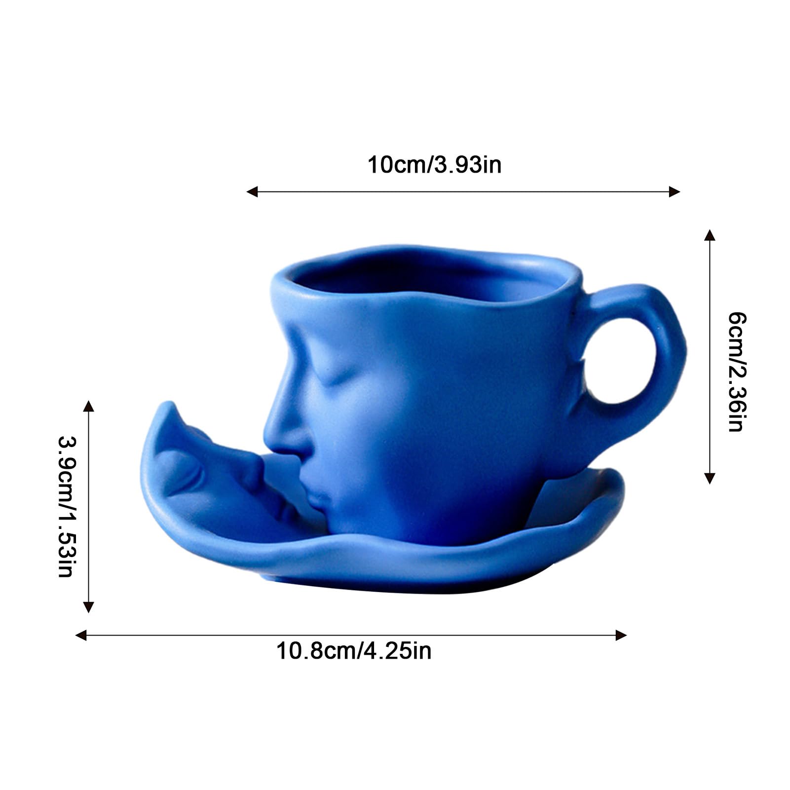 Tazza Con Piattino Oh Please Face - Design Carino, Capacit&agrave; 200ml