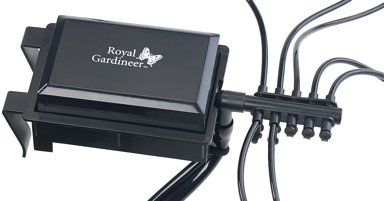 Royal Gardineer Jardín - Sistemas riego: Automático Sistema de riego para Vacaciones, para 10 Plantas de Interior (Sistema Plantas Interior, Vacaciones, Maceta)