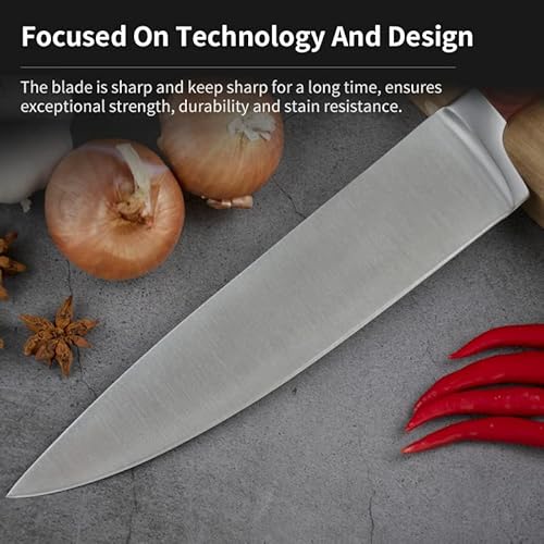 Lujack Ultra Sharp 8 Inch Professional Chef Knife Cooking Knife - Carbon Stainless Steel Kitchen Knife With Sheath And Ergonomic Pakka Wood Handle - Chopping Knife For Professional (Brown) #TOP5