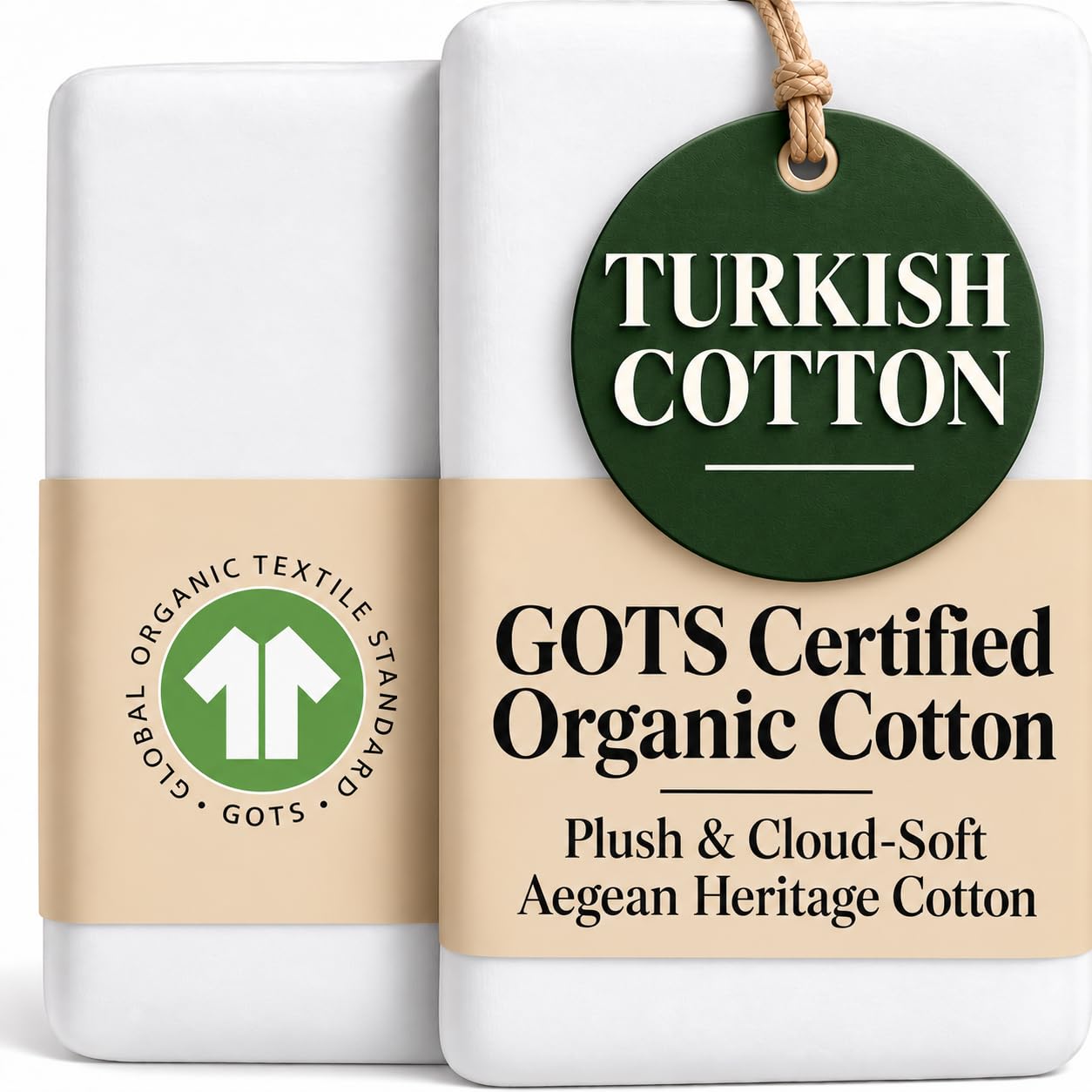 Snuzpod 3 & 5 Compatible Crib Sheets GOTS Organic Cotton – Thickest & Softest Organic Combed Cotton 200gsm - 2 Pack Fitted Sheets 44x80 Snuzpod Bedding
