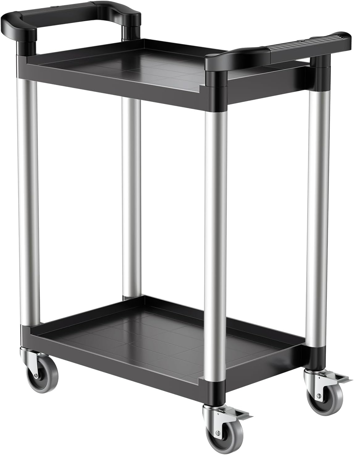 VEVOR Carrello Portavivande, Capacità di Carico 136 kg Carrello per Servizi Alimentari in Plastica a 2 Livelli da 620 x 410 mm con Ruote Girevoli 360° per Magazzino, Ufficio, Casa, Ristorante, Cucina