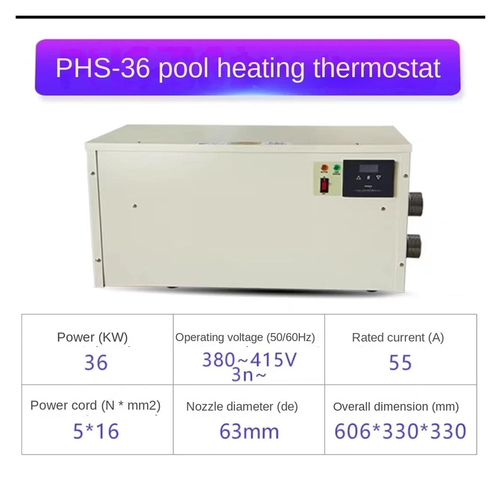 Riscaldatore per Piscina Termostato Digitale Elettrico dello scaldabagno 36KW for Il Riscaldamento dell'Acqua del Bagno della Vasca idromassaggio Piscina Pompa di Calore per Piscina