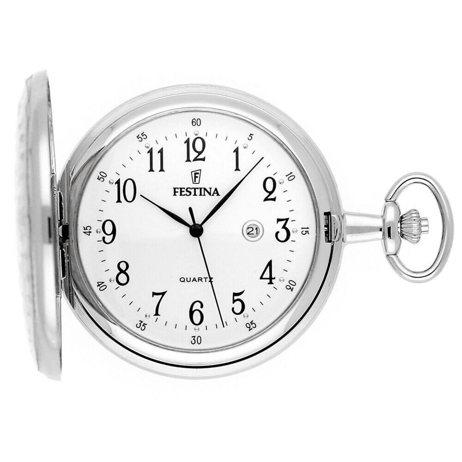 Festina Montre de Bolsillo Homme avec Chaîne | Acier Inoxydable 316l, Mouvement à Quartz, Calendrier, Classique, Vintage et Élégant F2023/1
