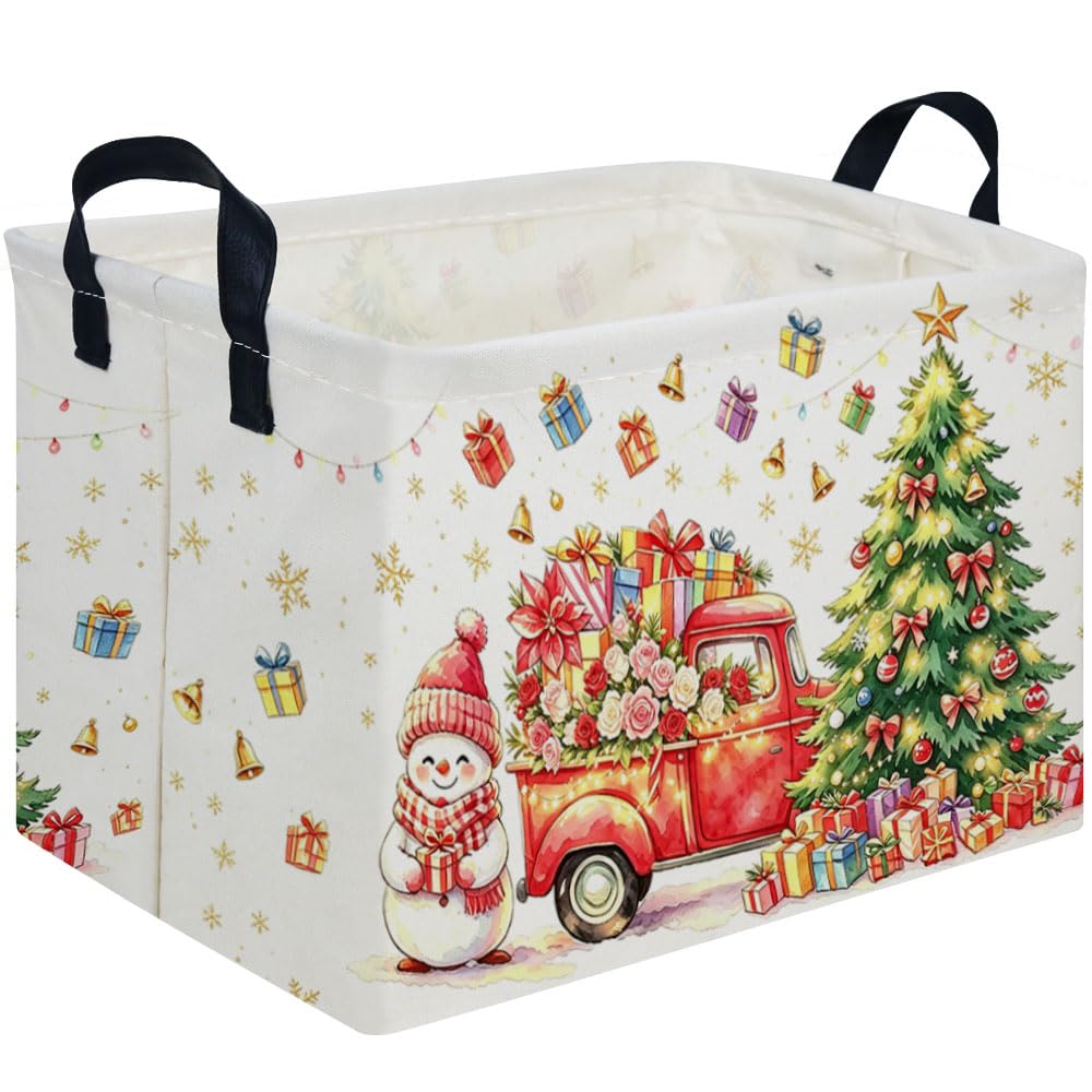 FXOCSHE Rectangular Christmas tree Basket,Nursery Hamper,Waterproof and foldable Tree Basket Baby Storage Bin,Happy New Year decor(Happy Christmas) — image 1