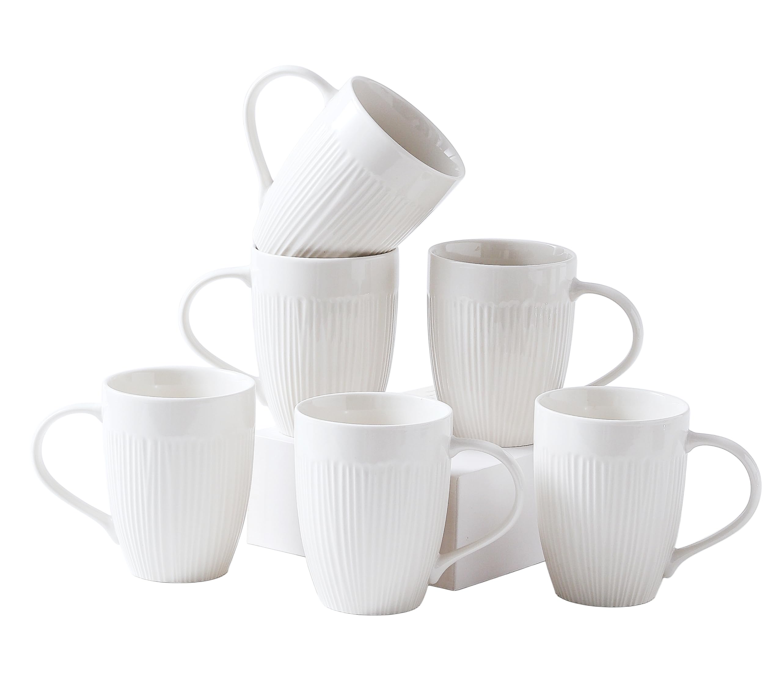 simpa Embossed Conifere New Bone China Mugs - Set of 6