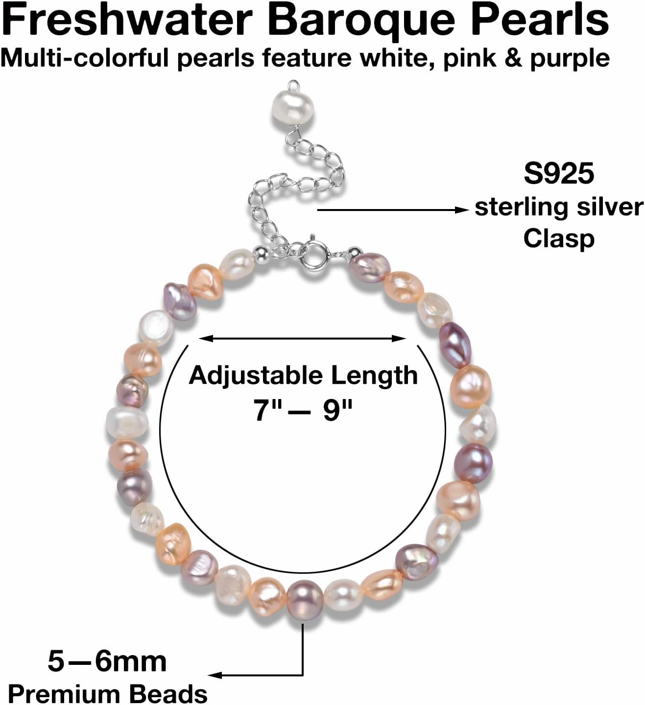 Natural Baroque Pearls Link Bracelets for Women Freshwater Cultured Pearls Strand Bracelets Handpicked Pearl Elegant Jewelry - Image 3