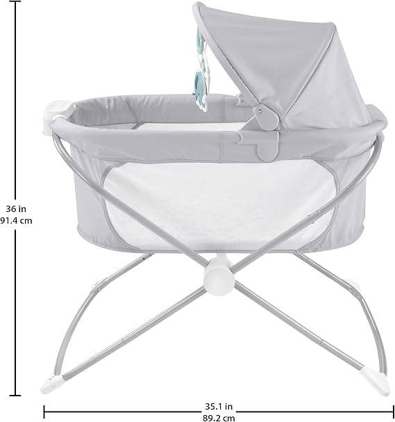 Fisher Price Foldable Crib, Foldable Portable Baby Crib GWD36 with Projection Light for Newborns and Babies