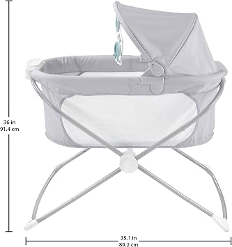 Fisher Price Foldable Crib, Foldable Portable Baby Crib GWD36 with Projection Light for Newborns and Babies