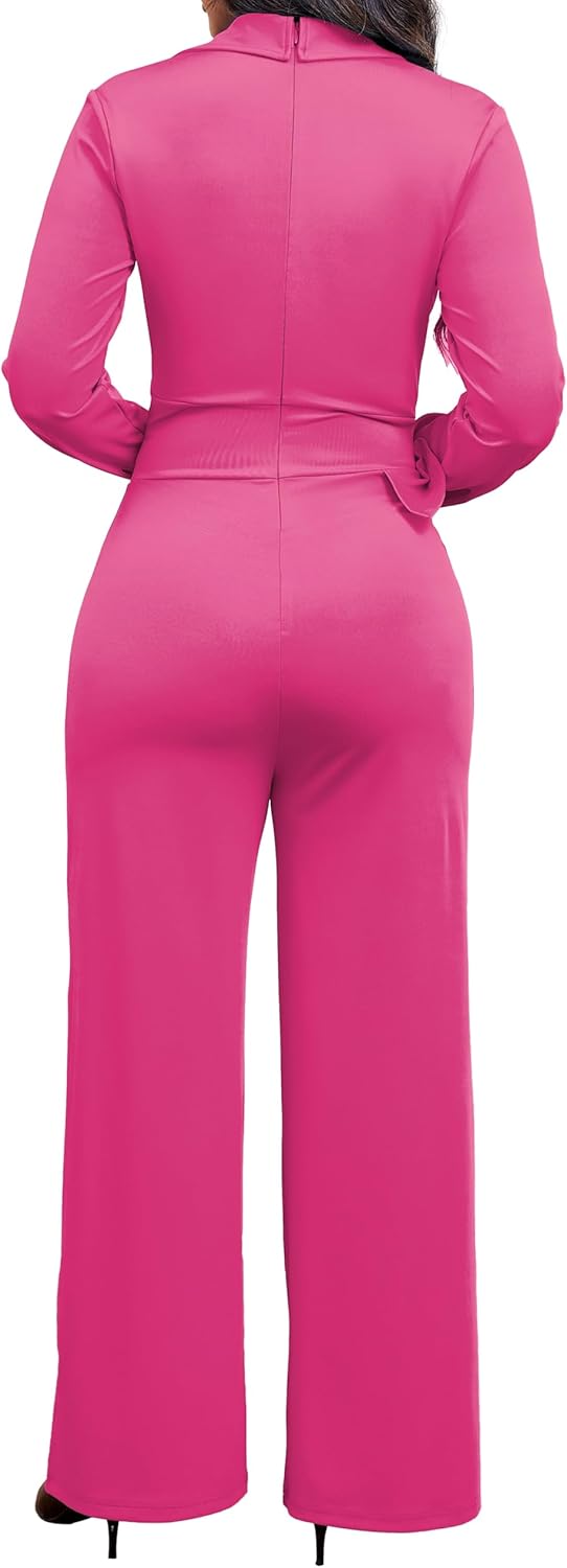 Xinlees Women's Elegant Jumpsuit Business Office Scenes Classic Solid Color Formal Jumpsuit - Image 6