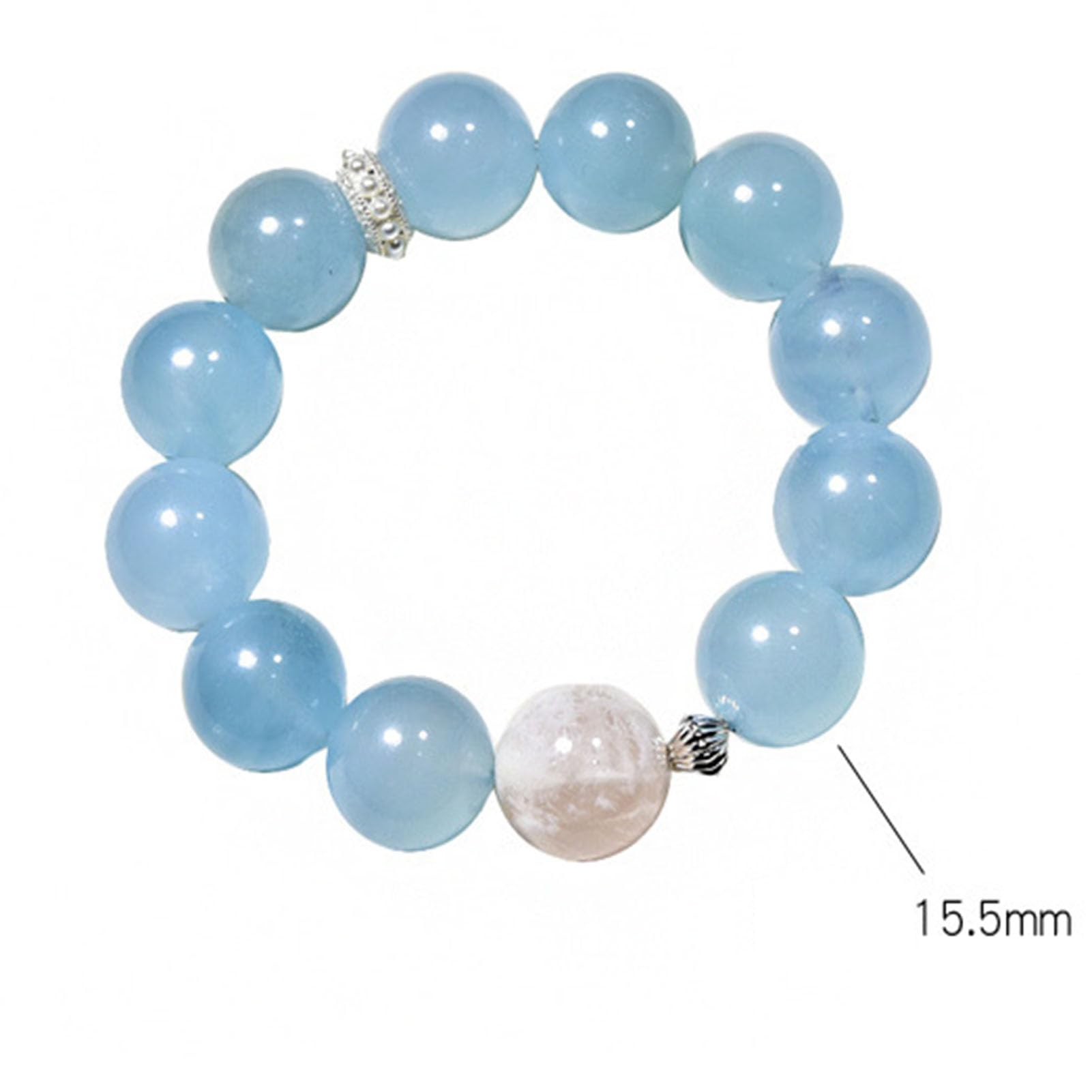 Pulsera de Piedra Aguamarina, auténticas Pulseras elásticas con múltiples Piedras Preciosas, Cuentas de Cristal Azul Claro para la Paz y la claridad, joyería elástica meditación,A