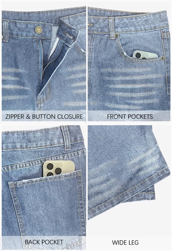 Men's JNCO Baggy Jeans Y2K Vintage Ripped Wide Leg Distressed Denim Pants Skater Jean Hip Hop Streetwear Loose Fit - Image 7