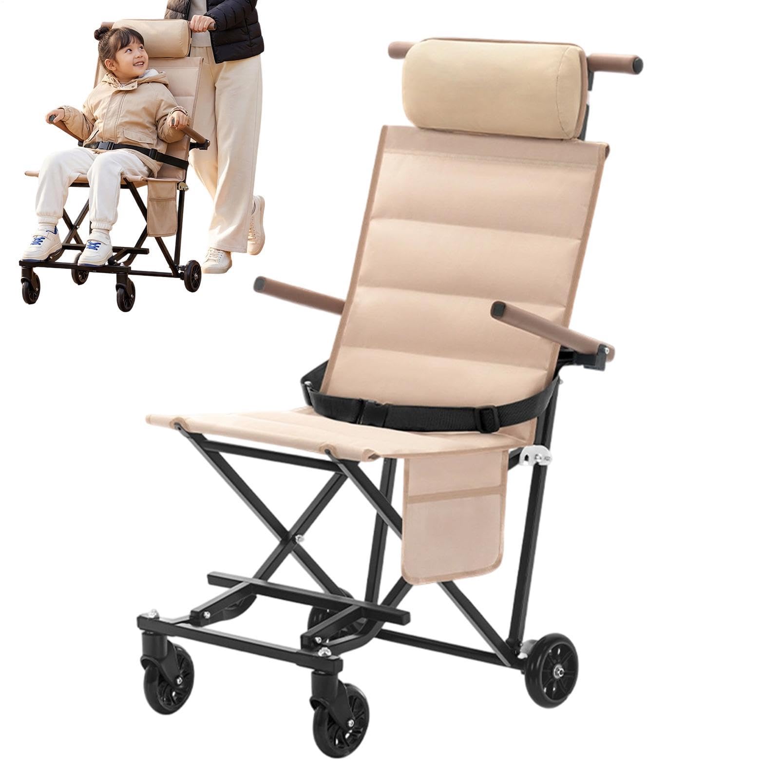 Sillas De Transporte Para Mayores Soporte Movilidad para Acostarse y | Alta Capacidad De Carga Plegable Y Ligera Silla Para Transporte para Niños, Personas Mayores, Discapacitados, Exteri